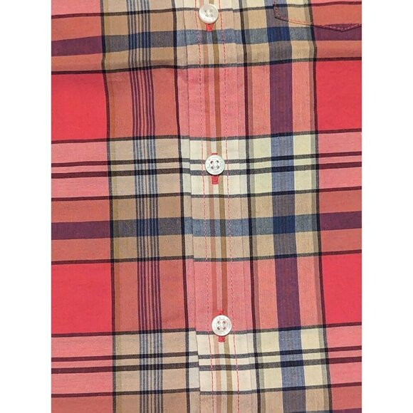 Janie And Jack Boys Size 3 Red Plaid Long Sleeve Button Up Shirt Roll Sleeve - Picture 3 of 13